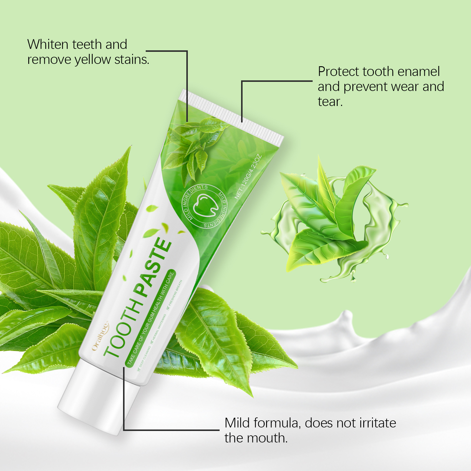 Teeth Whitening Yellow Teeth - Herbal Green Whiten Toothpaste Brighten Yellow