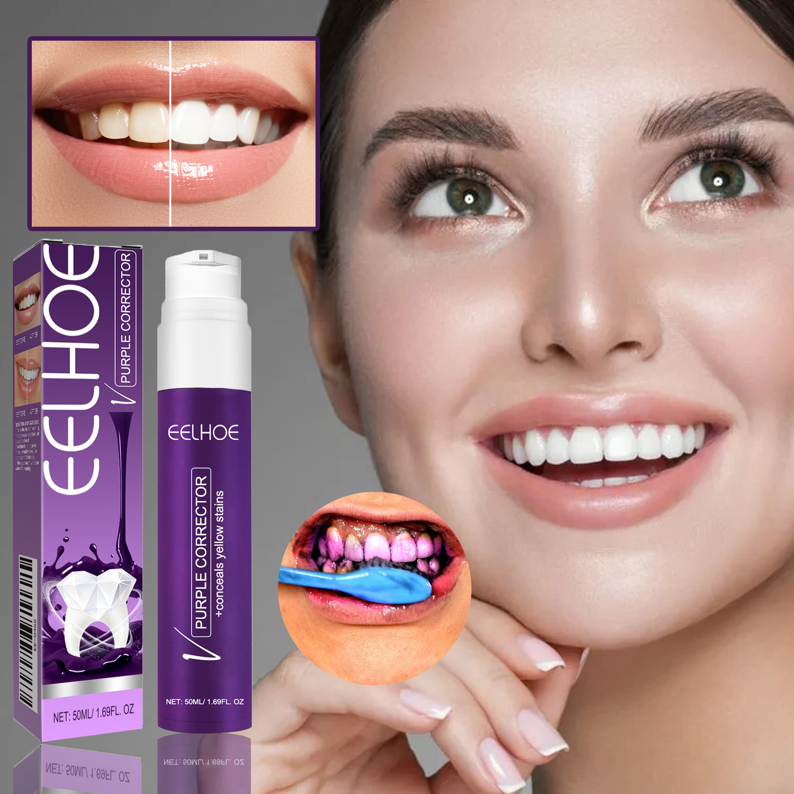 V34 Purple ToothpasteTeeth Whi - Teeth Whitening Yellow Teeth 评论和价格