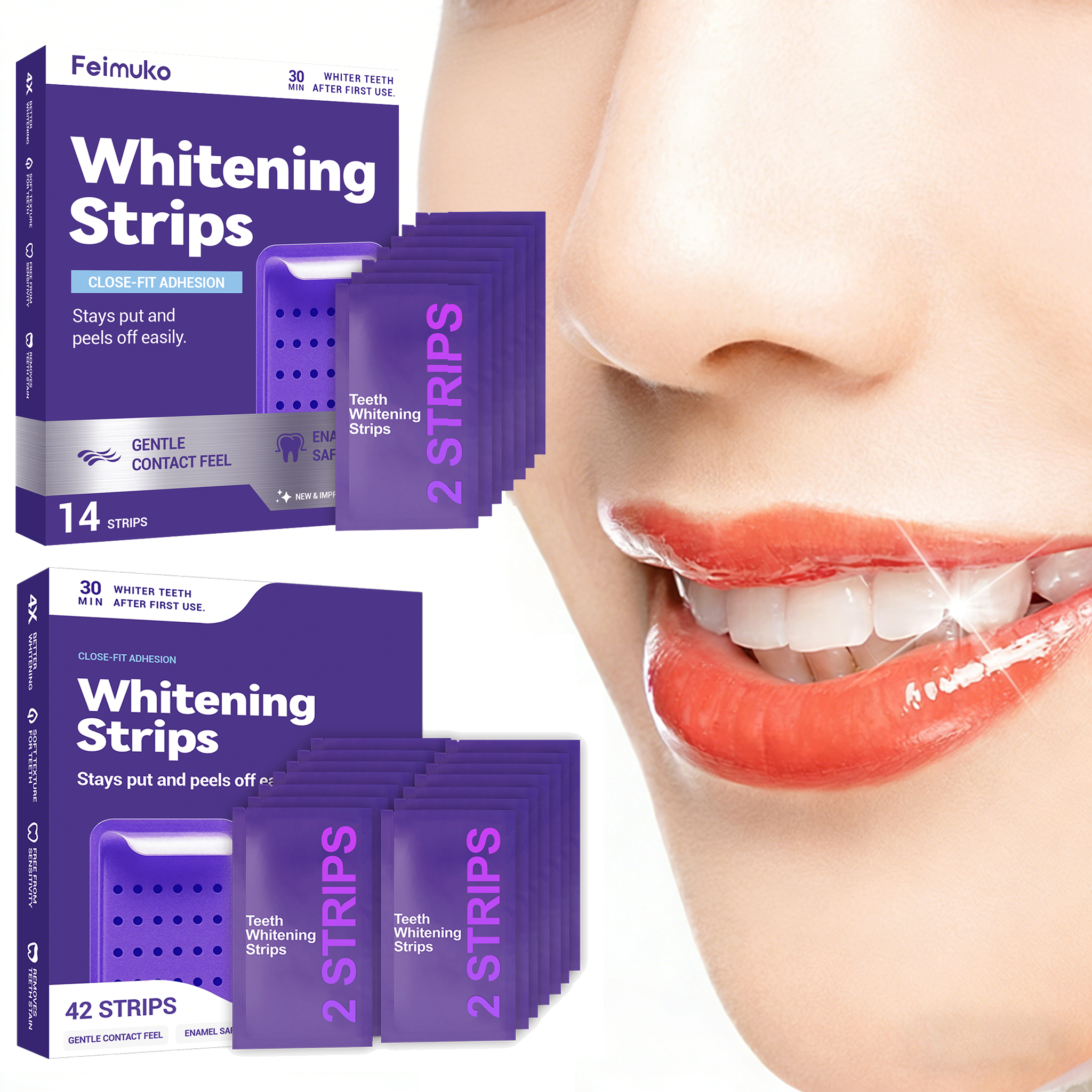 Purple Teeth Whitening Strips  - Teeth Whitening Yellow Teeth 评论和价格